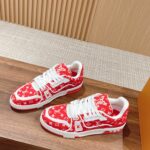 Giày Louis Vuitton LV Trainer Monogram Red Fabric Best Quality