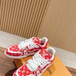 Giày Louis Vuitton LV Trainer Monogram Red Fabric Best Quality