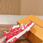Giày Louis Vuitton LV Trainer Monogram Red Fabric Best Quality