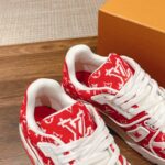 Giày Louis Vuitton LV Trainer Monogram Red Fabric Best Quality