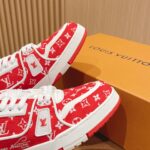 Giày Louis Vuitton LV Trainer Monogram Red Fabric Best Quality
