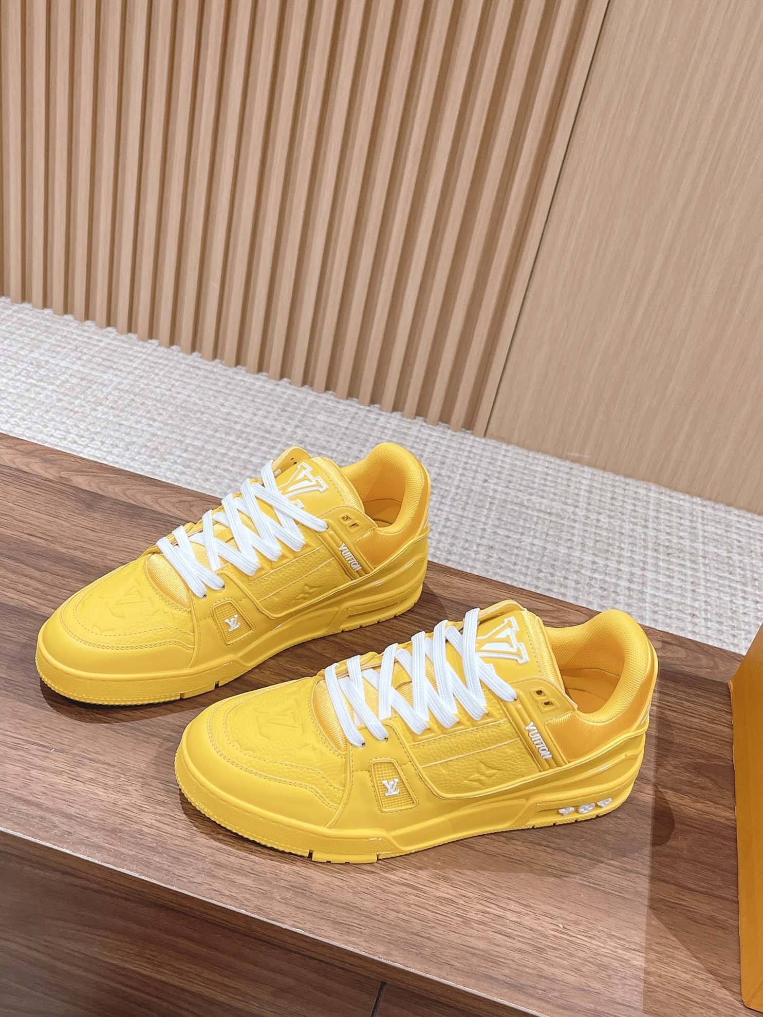 Giày Louis Vuitton LV Trainer Yellow Leather Monogram Best Quality