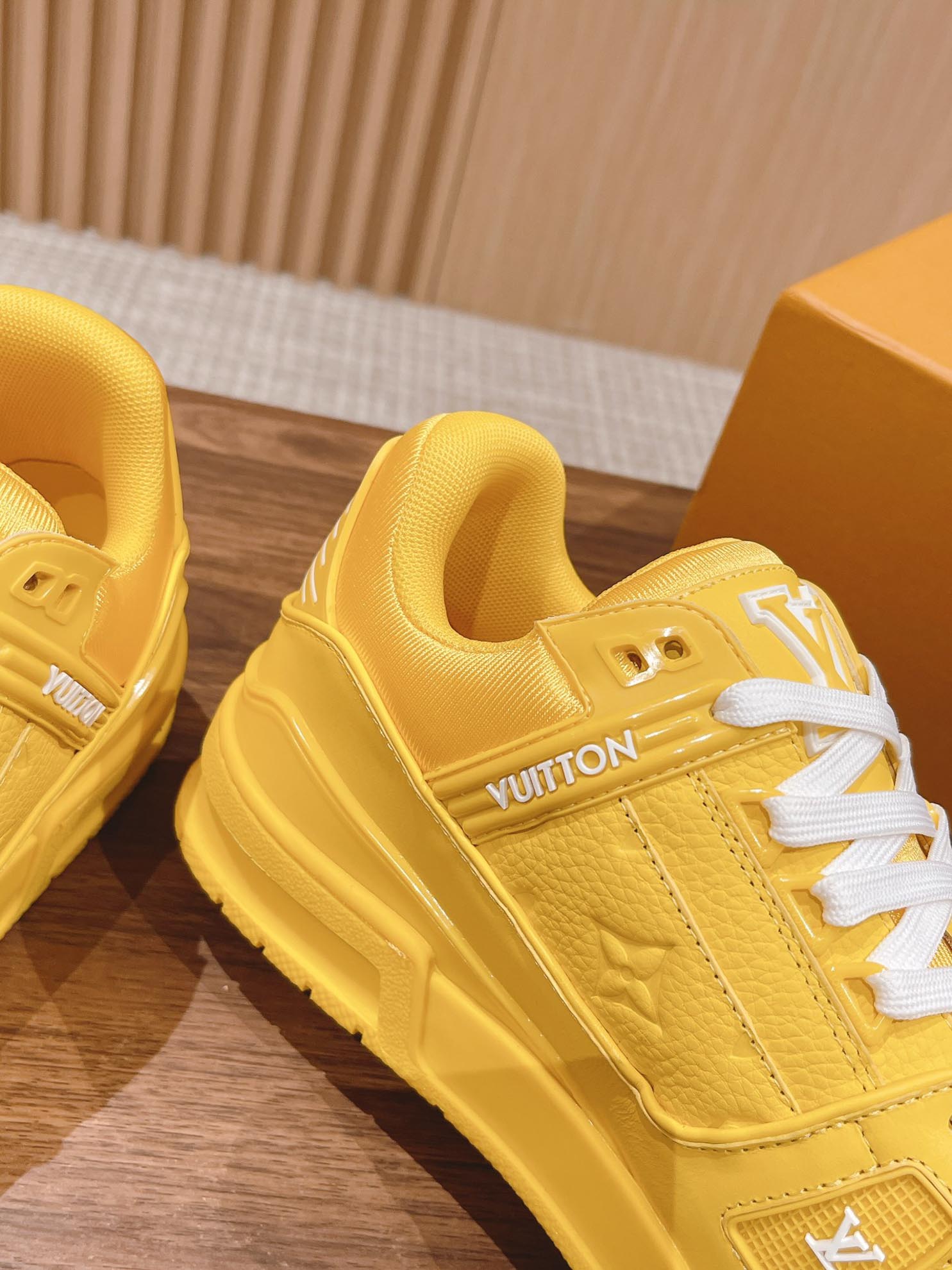Giày Louis Vuitton LV Trainer Yellow Leather Monogram Best Quality