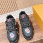 Giày Louis Vuitton x Yayoi Kusama Trainer Black Print Best Quality