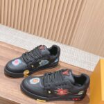 Giày Louis Vuitton x Yayoi Kusama Trainer Black Print Best Quality