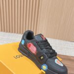 Giày Louis Vuitton x Yayoi Kusama Trainer Black Print Best Quality