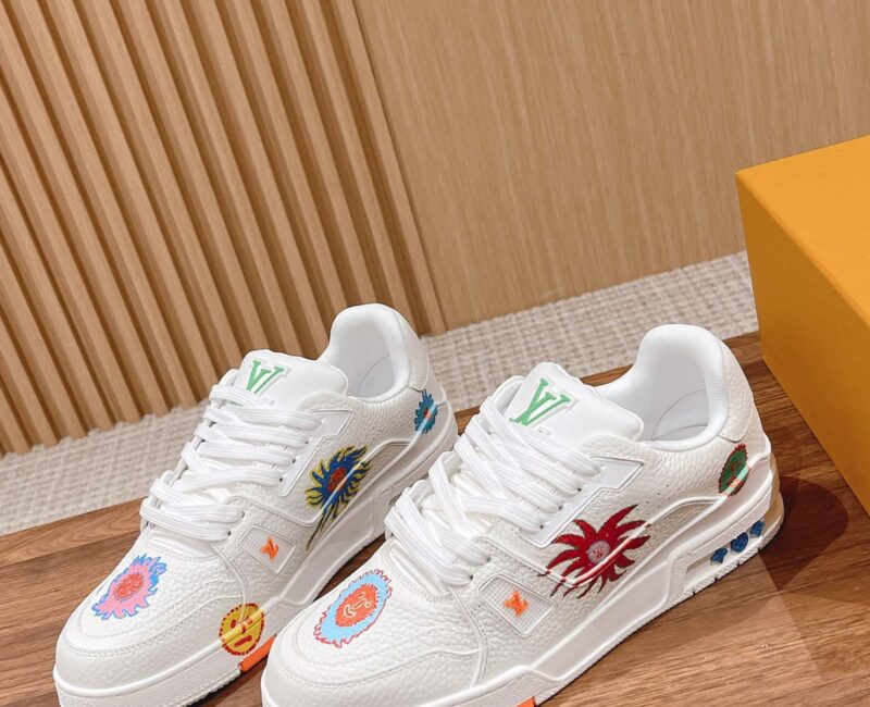 Giày Louis Vuitton x Yayoi Kusama Trainer White Print Best Quality