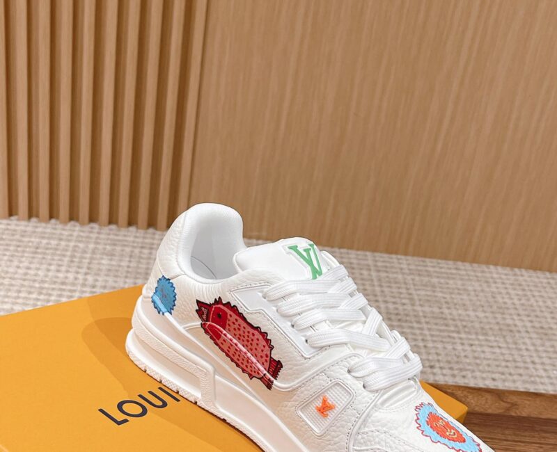 Giày Louis Vuitton x Yayoi Kusama Trainer White Print Best Quality