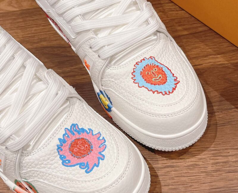 Giày Louis Vuitton x Yayoi Kusama Trainer White Print Best Quality
