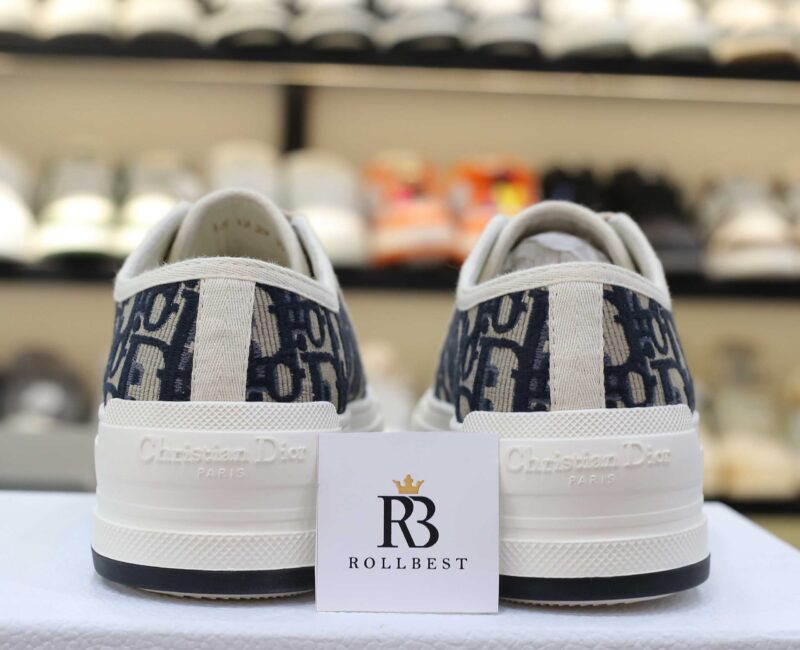 Giày WALK'N'DIOR PLATFORM Low-Top SNEAKER Deep Blue Dior Oblique Embroidered Cotton