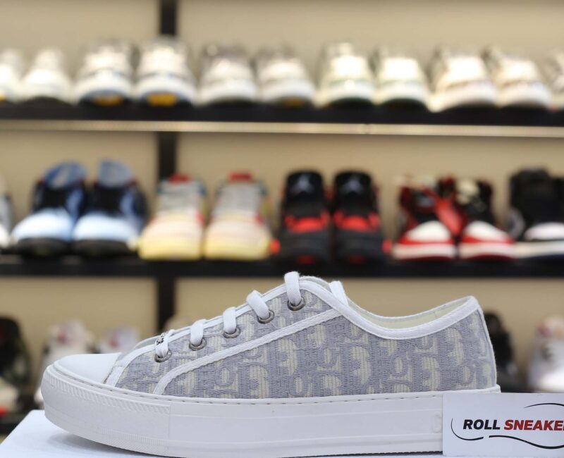 Giày WALK’N’DIOR SNEAKER Gray Stone Dior Oblique Embroidered Cotton