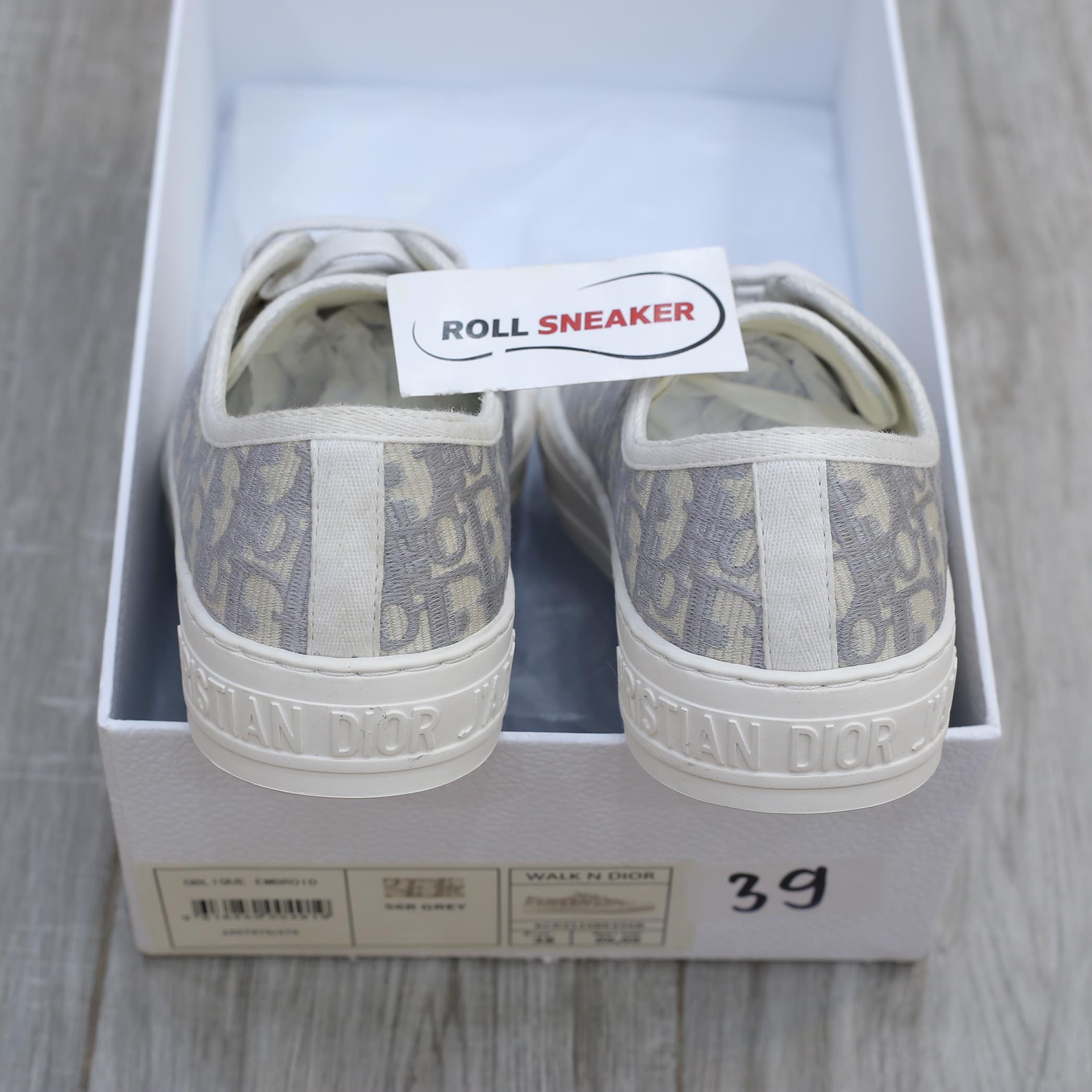 Giày WALK’N’DIOR SNEAKER Gray Stone Dior Oblique Embroidered Cotton