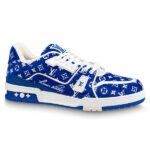 Giày Louis Vuitton LV Trainer Monogram Blue Fabric Best Quality