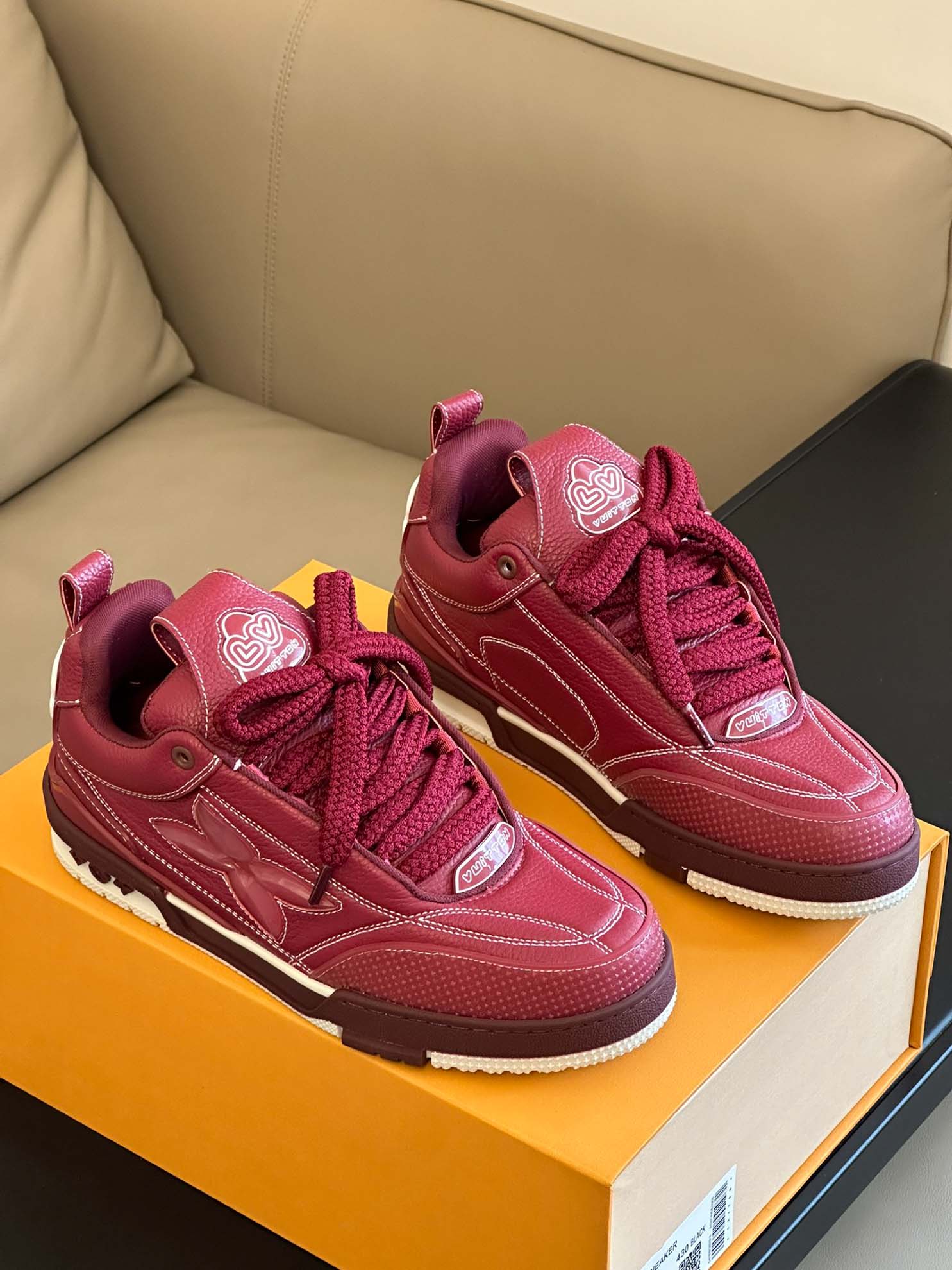 Louis Vuitton LV Skate Sneaker Bordeaux Red Best Quality