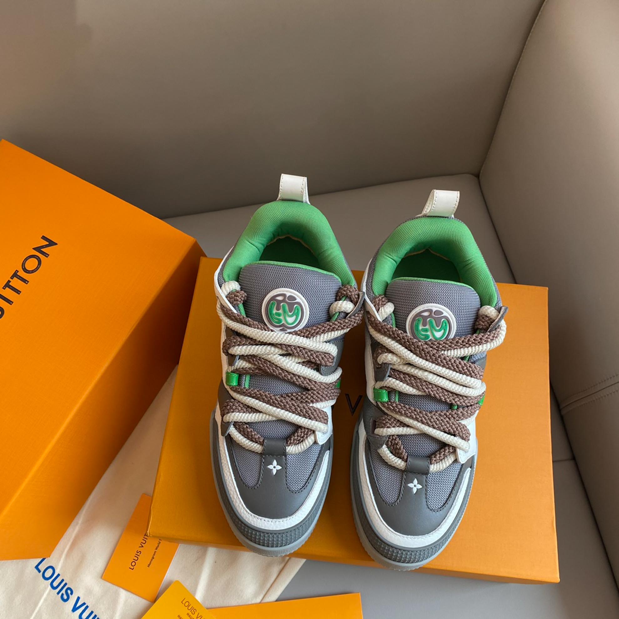 Louis Vuitton LV Skate Sneaker Grey Green Best Quality