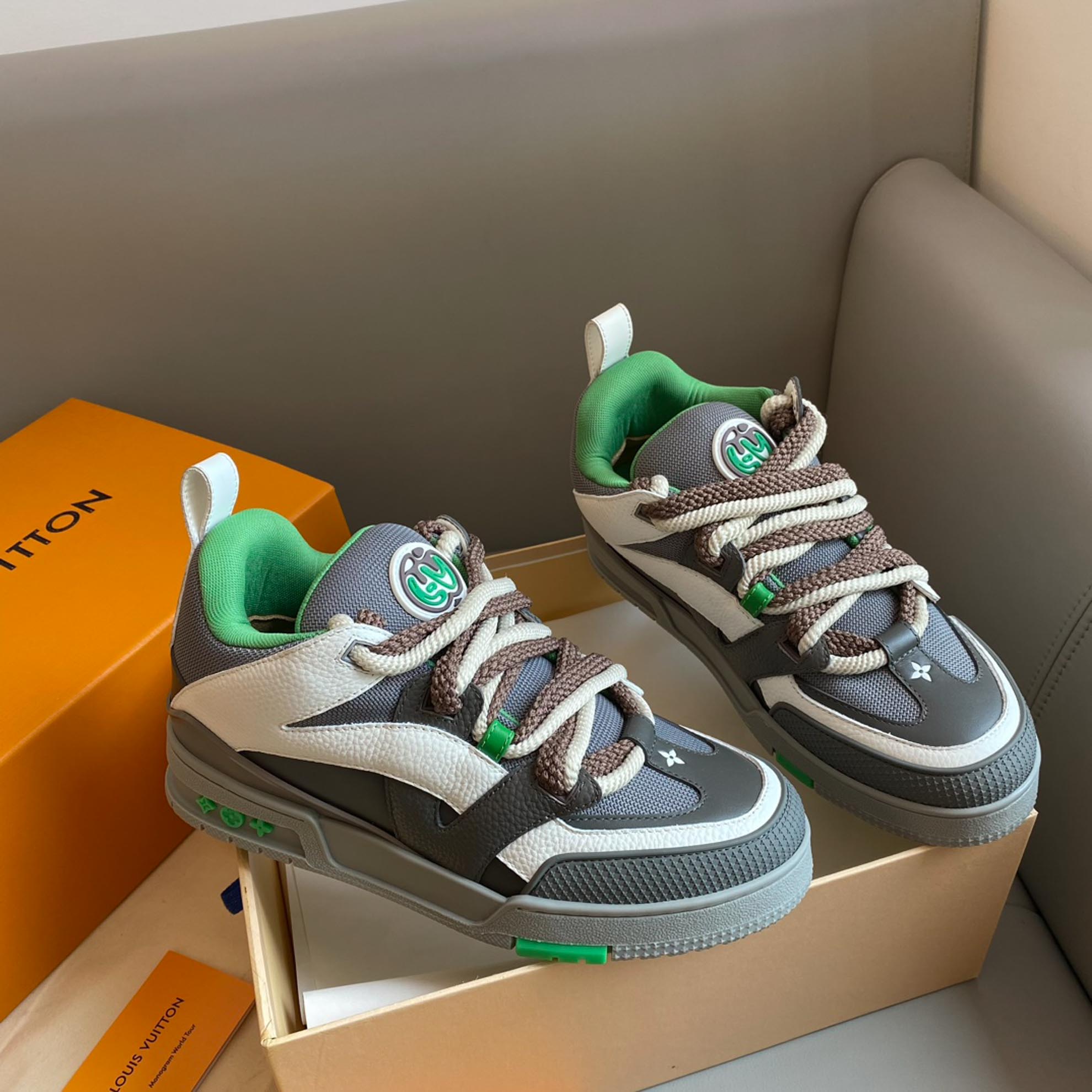 Louis Vuitton LV Skate Sneaker Grey Green Best Quality