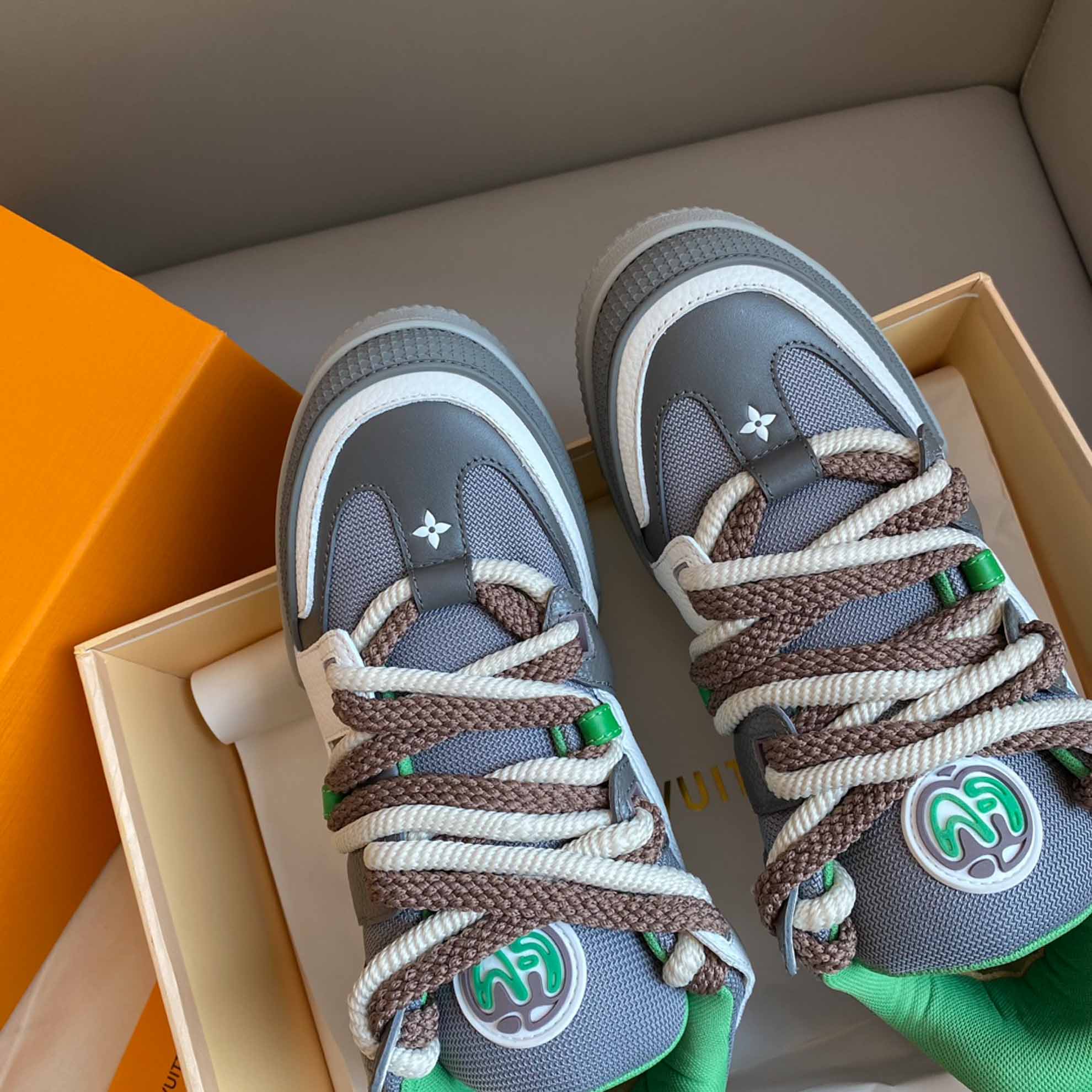 Louis Vuitton LV Skate Sneaker Grey Green Best Quality