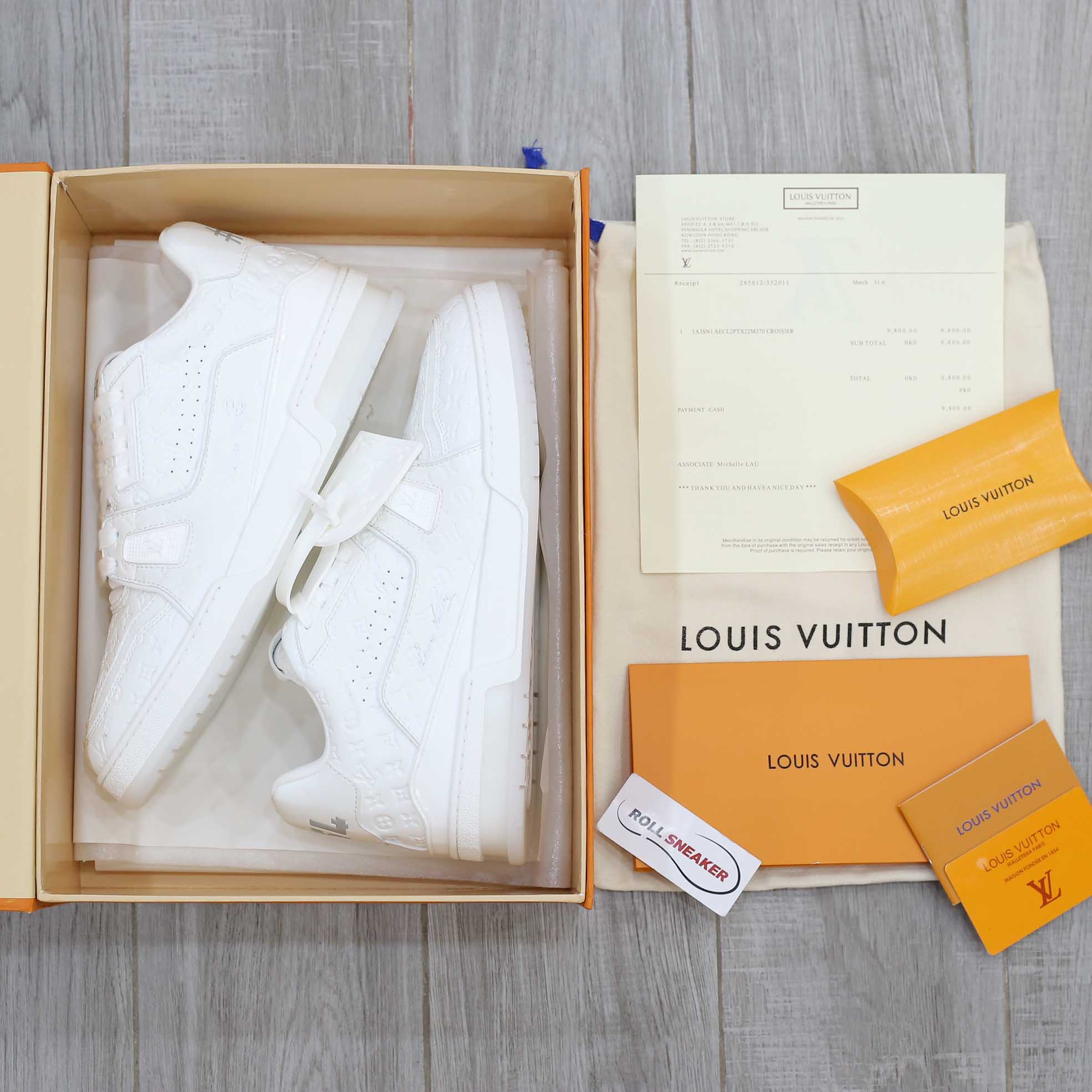 Louis Vuitton Lv Trainer #54 Signature Full White Monogram Dập Chìm