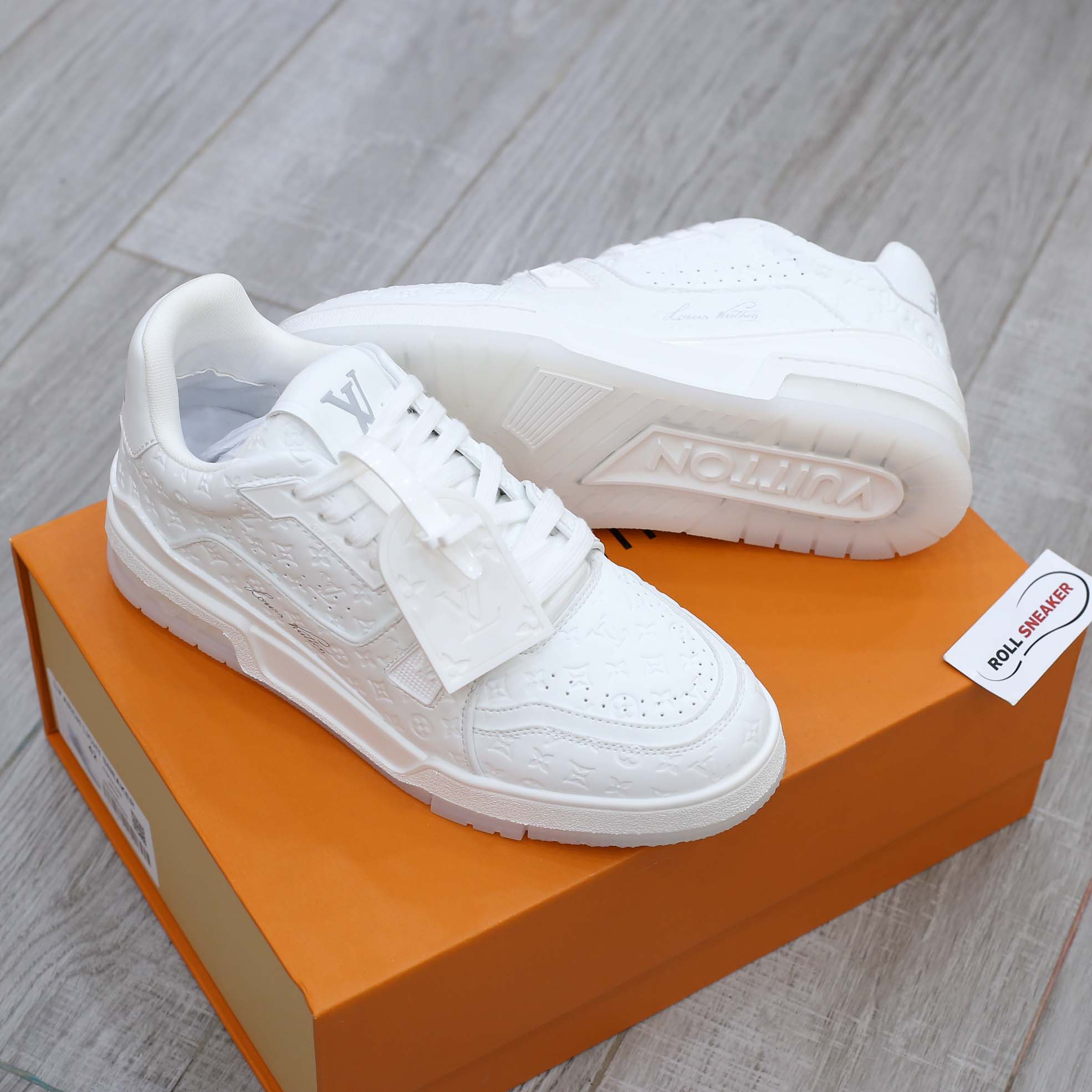 Louis Vuitton Lv Trainer #54 Signature Full White Monogram Dập Chìm