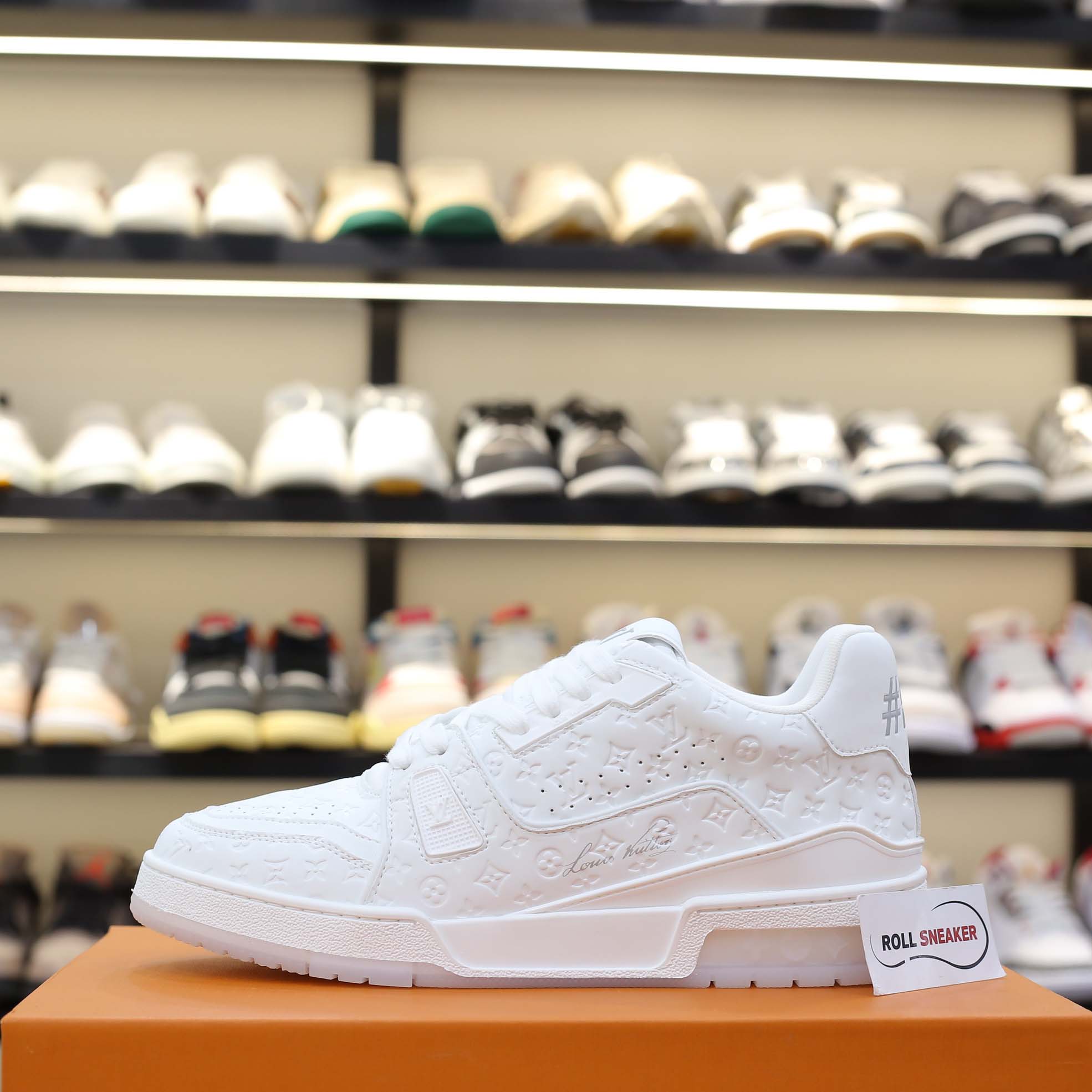 Louis Vuitton Lv Trainer #54 Signature Full White Monogram Dập Chìm