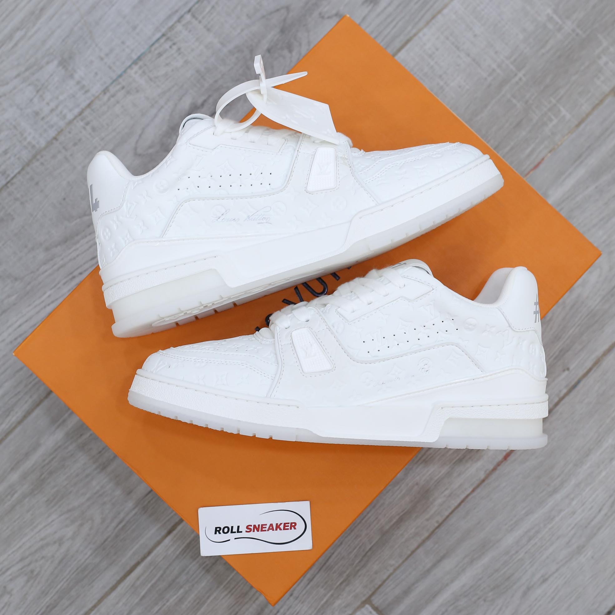 Louis Vuitton Lv Trainer #54 Signature Full White Monogram Dập Chìm