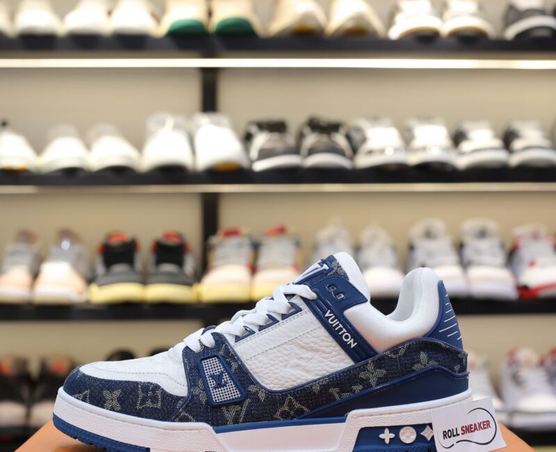 Louis Vuitton LV Trainer Monogram Denim White Blue Like Auth