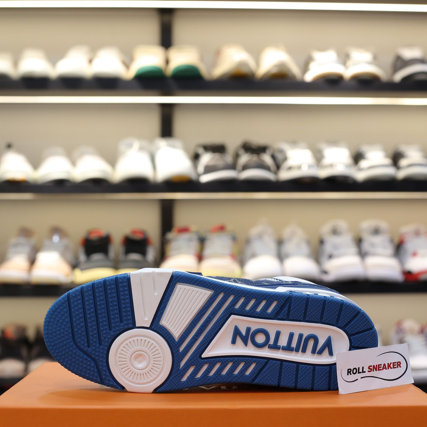 Louis Vuitton LV Trainer Monogram Denim White Blue Like Auth