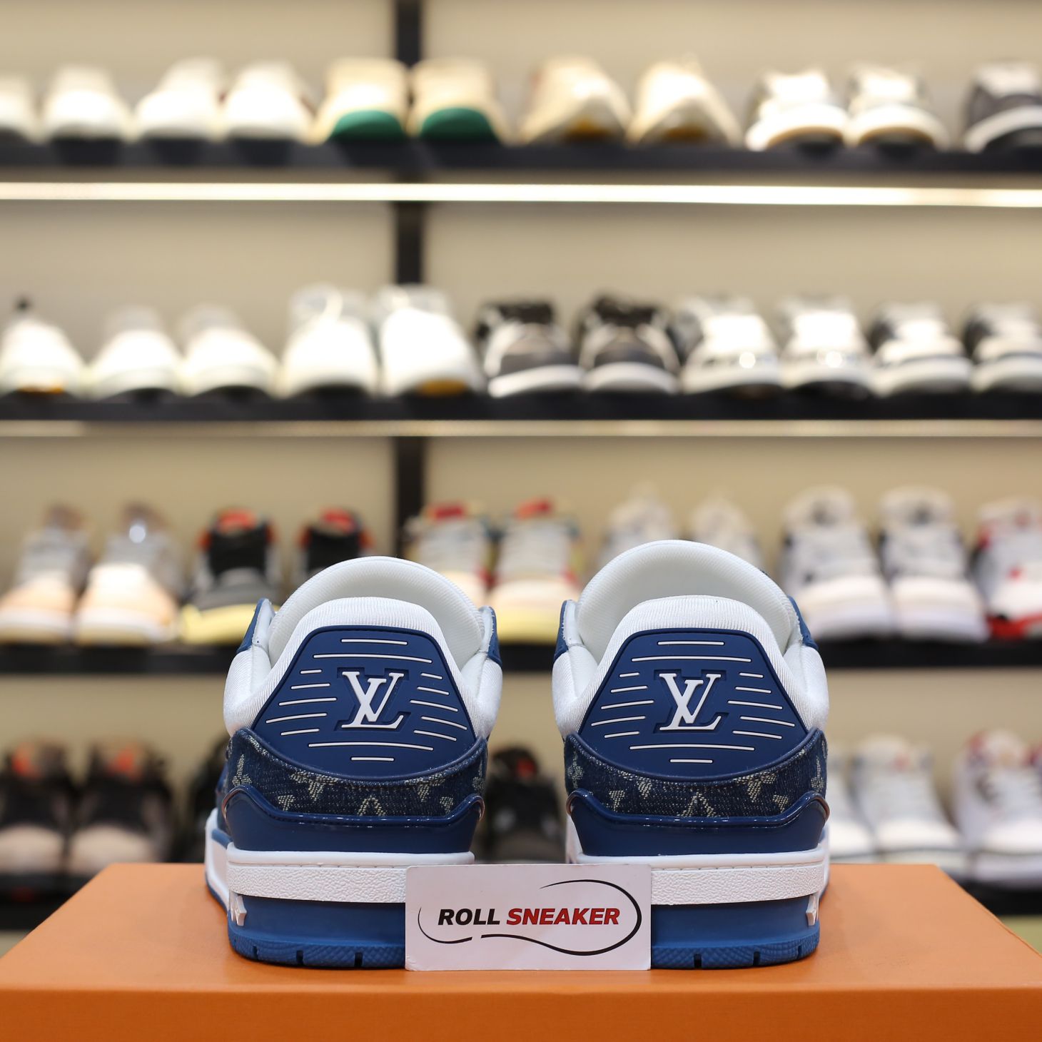 Louis Vuitton LV Trainer Monogram Denim White Blue Like Auth