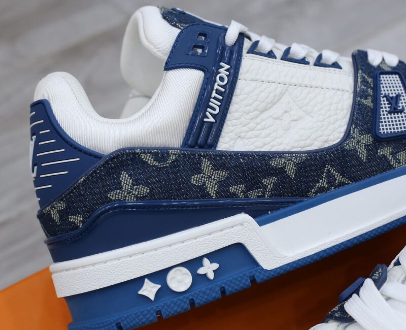 Louis Vuitton LV Trainer Monogram Denim White Blue Like Auth