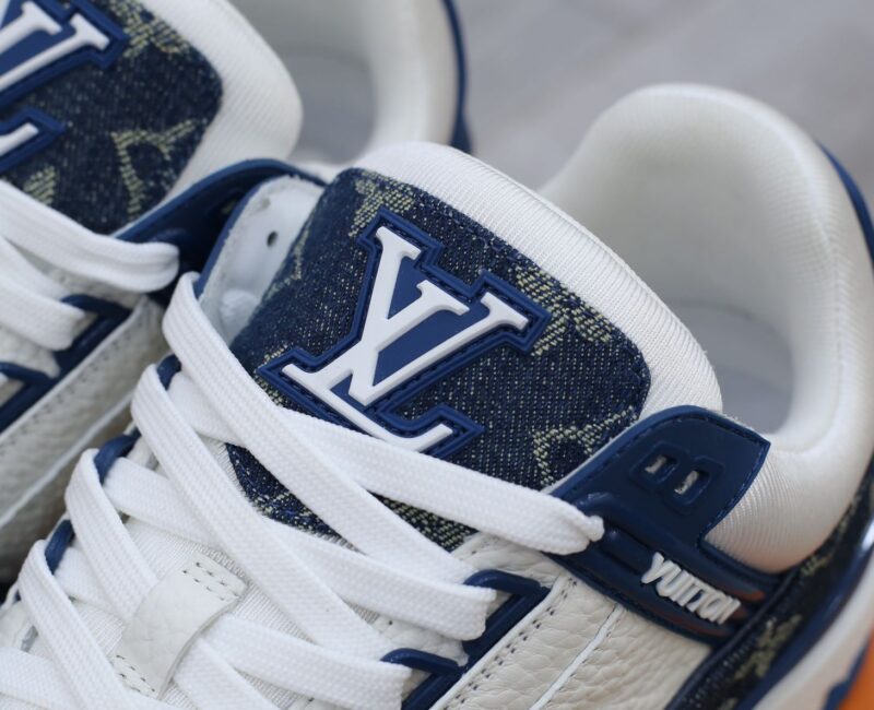 Louis Vuitton LV Trainer Monogram Denim White Blue Like Auth