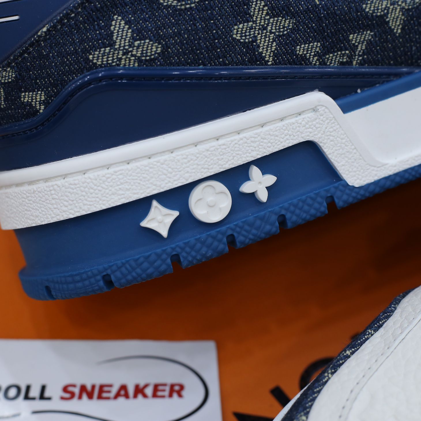 Louis Vuitton LV Trainer Monogram Denim White Blue Like Auth