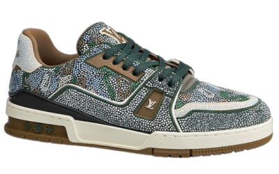 Giày Louis Vuitton Lv Trainer #54 Khaki Green Strass Best Quality