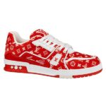 Giày Louis Vuitton LV Trainer Monogram Red Fabric Best Quality