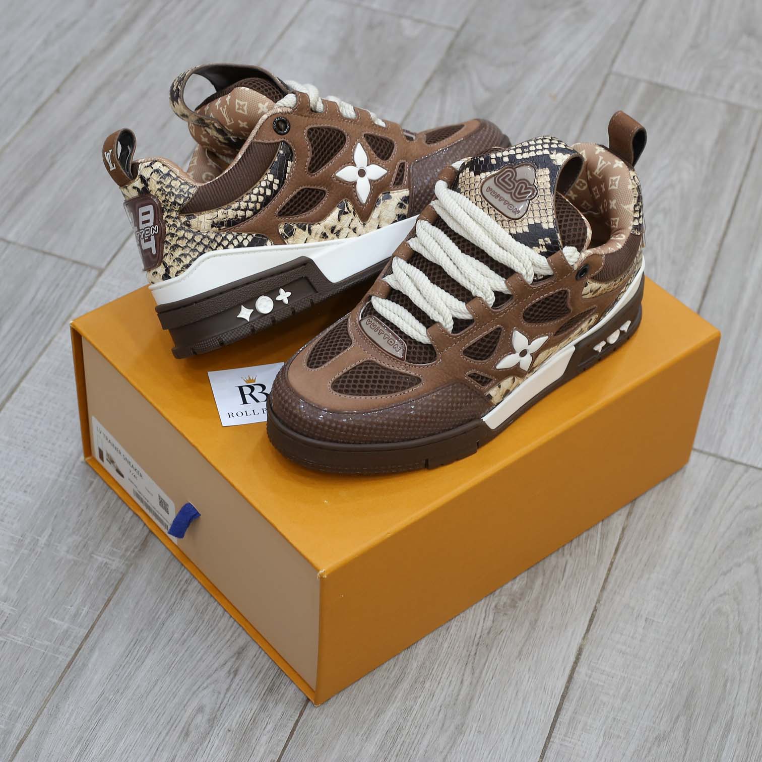 Louis Vuitton Skate Sneaker Brown Snakeskin Best Quality