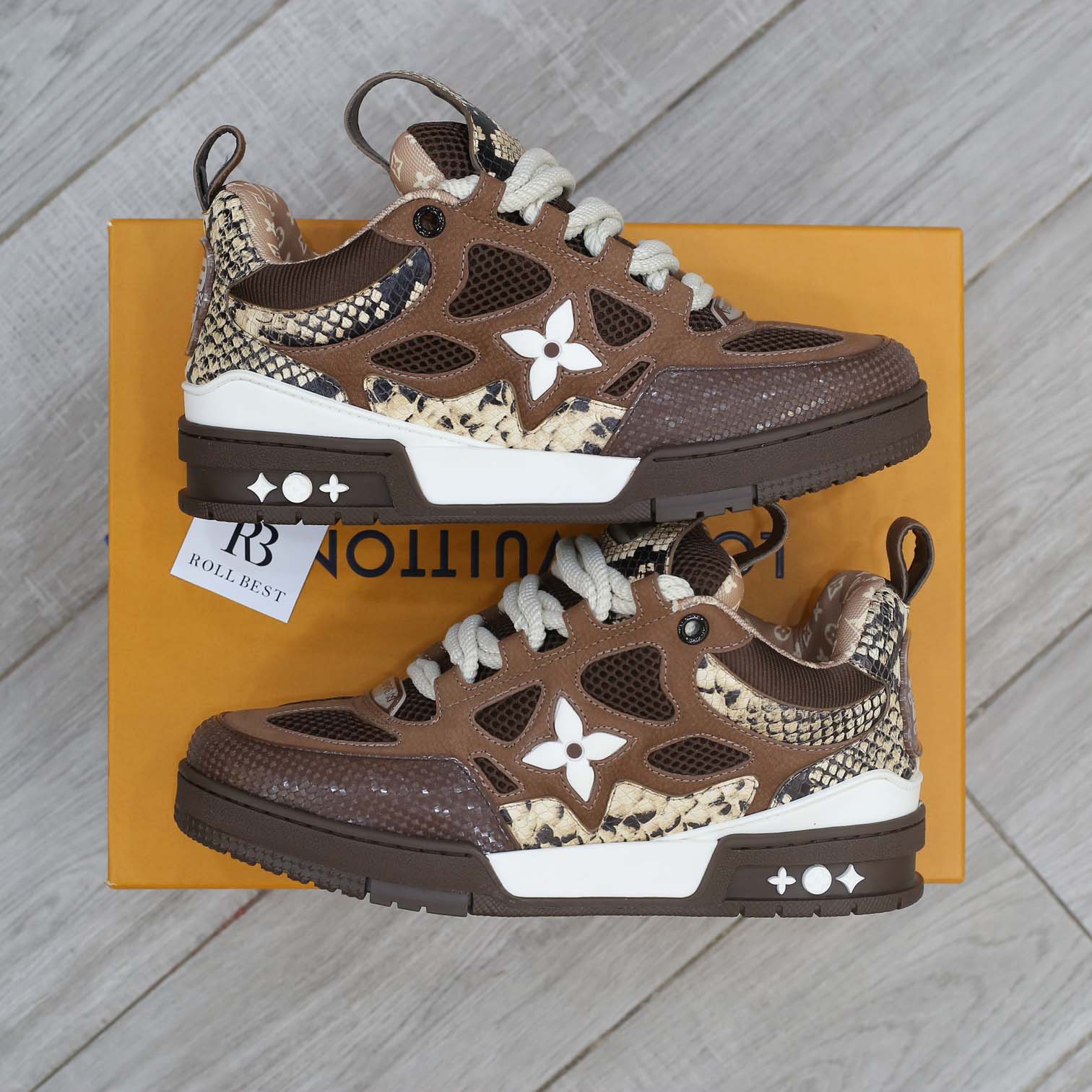 Louis Vuitton Skate Sneaker Brown Snakeskin Best Quality