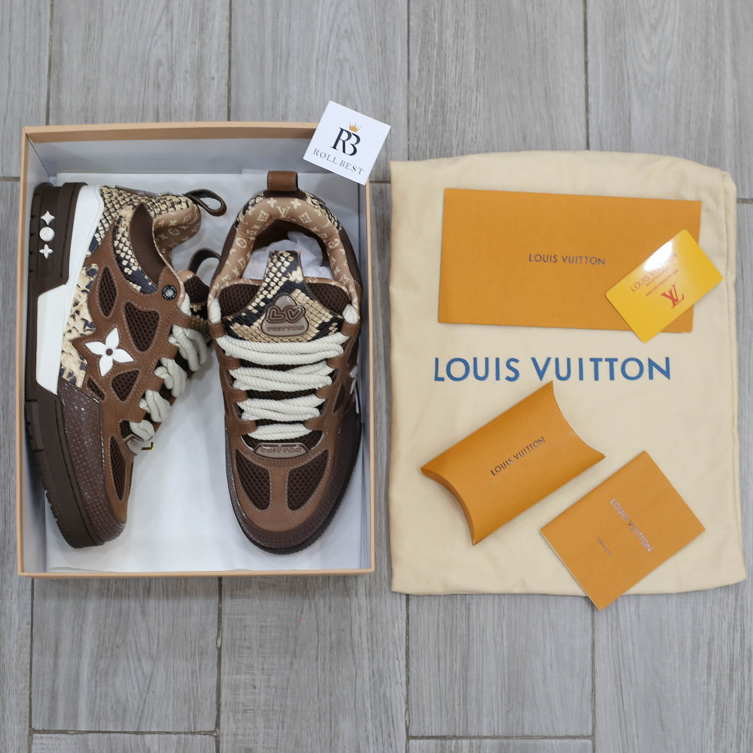 Louis Vuitton Skate Sneaker Brown Snakeskin Best Quality