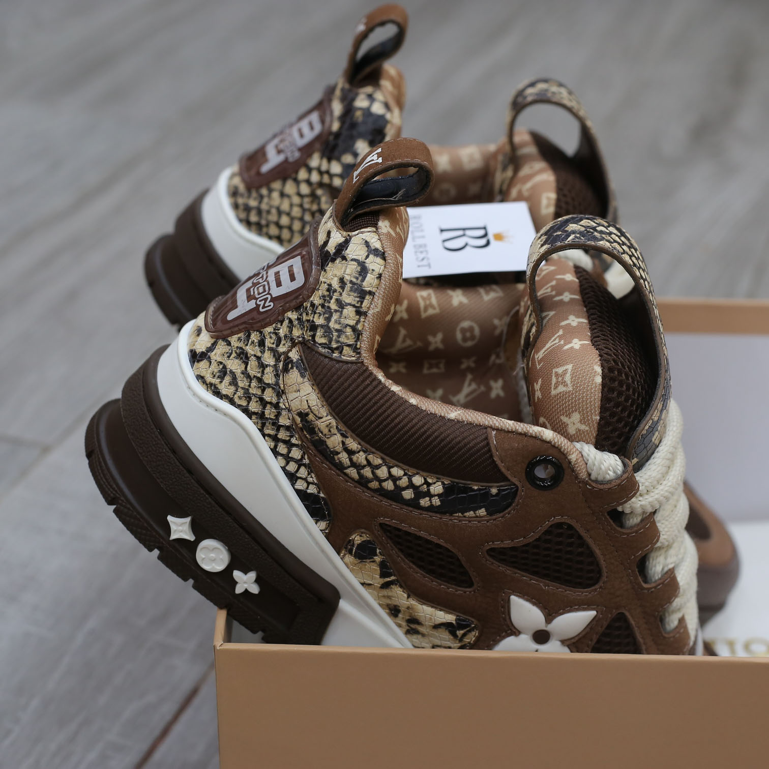 Louis Vuitton Skate Sneaker Brown Snakeskin Best Quality
