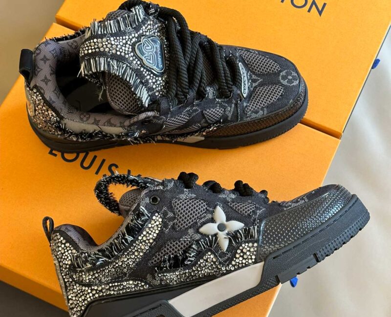 Louis Vuitton Skate Trainer Black Swarovski Monogran Best Quality