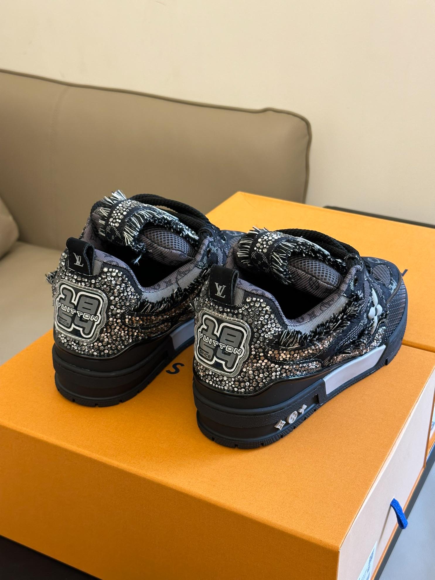 Louis Vuitton Skate Trainer Black Swarovski Monogran Best Quality