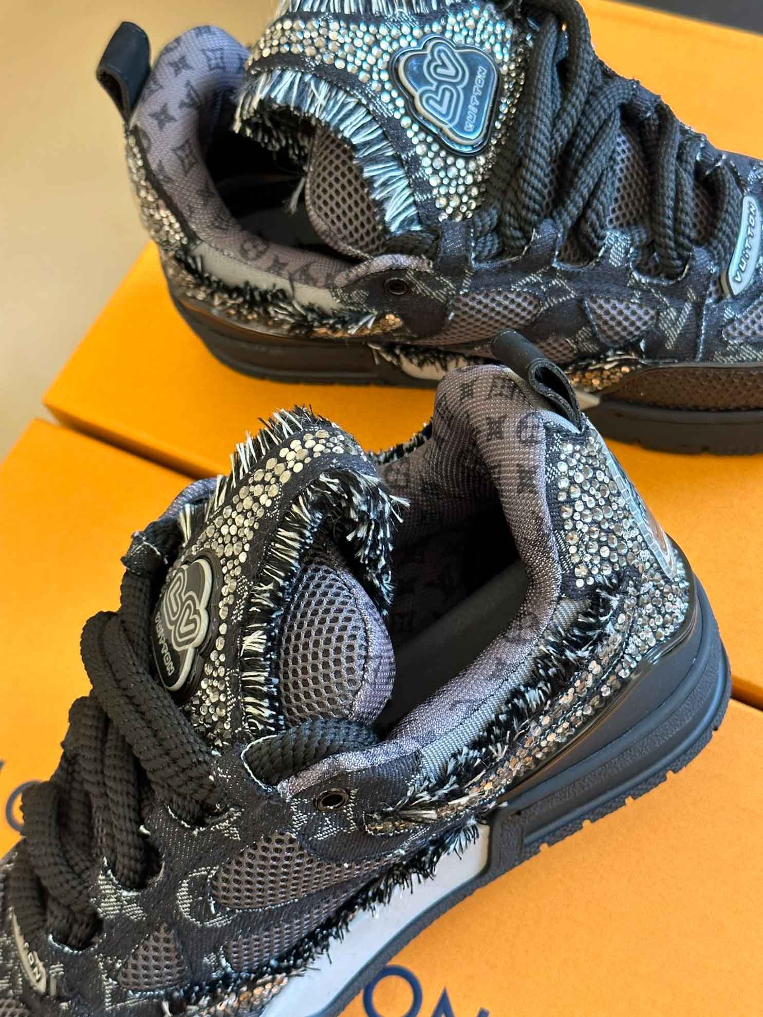 Louis Vuitton Skate Trainer Black Swarovski Monogran Best Quality