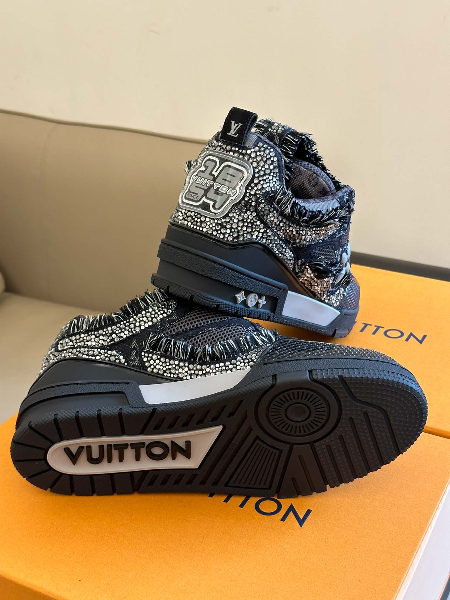 Louis Vuitton Skate Trainer Black Swarovski Monogran Best Quality
