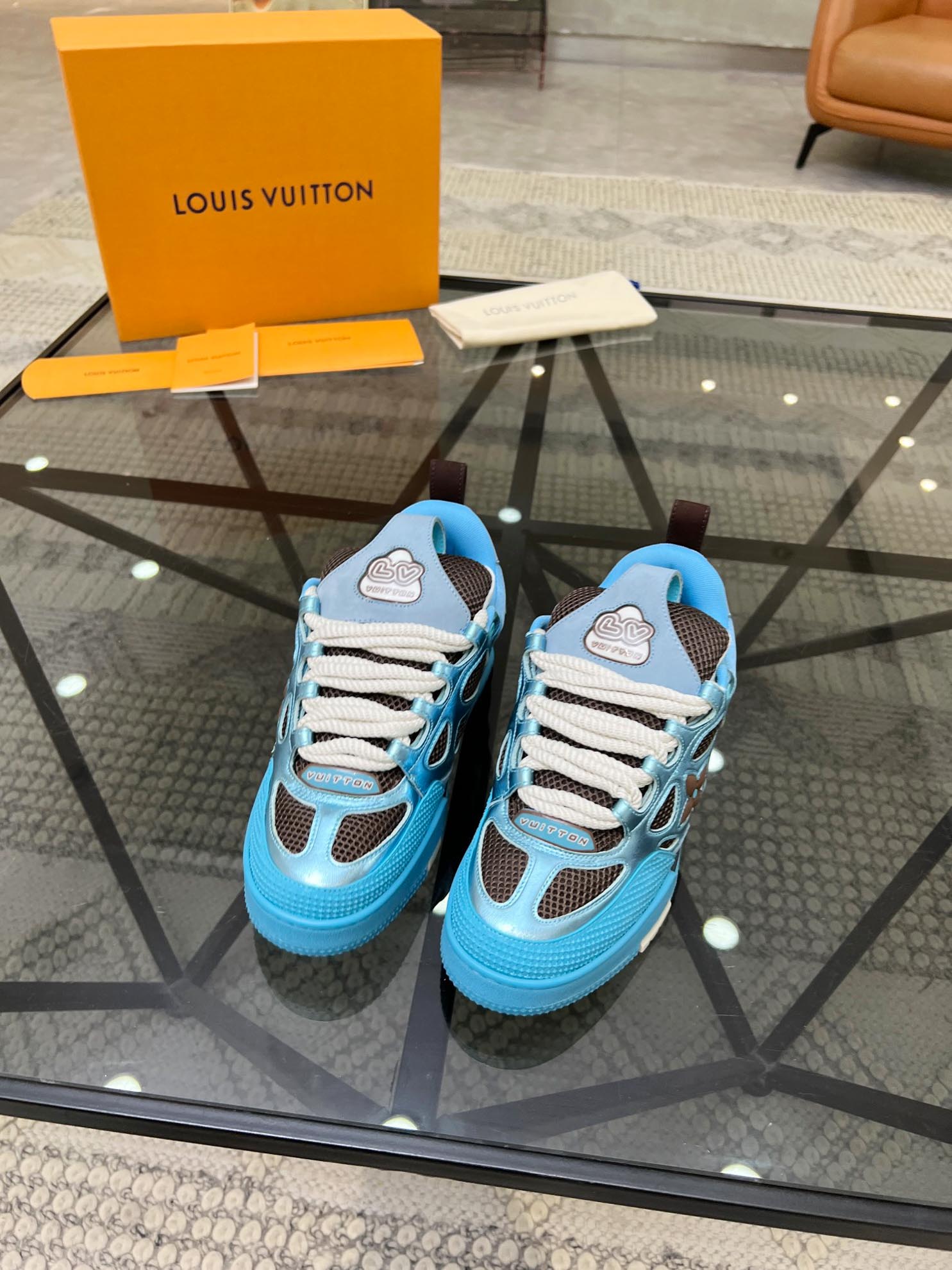 Louis Vuitton Skate Trainer Blue Brown Best Quality