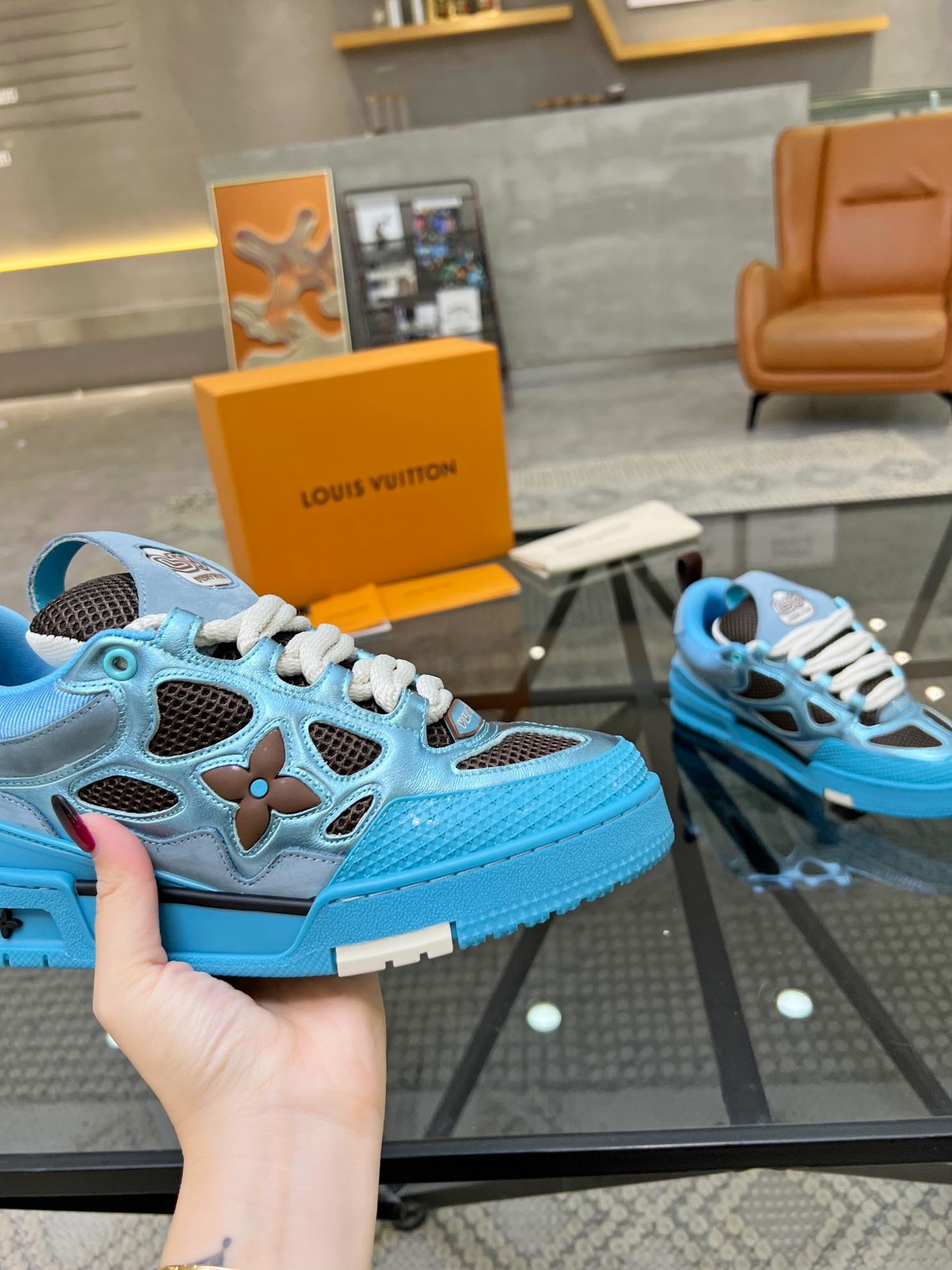 Louis Vuitton Skate Trainer Blue Brown Best Quality