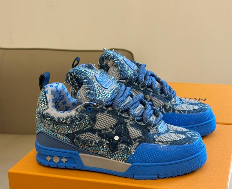Louis Vuitton Skate Trainer Blue Swarovski Monogram Best Quality