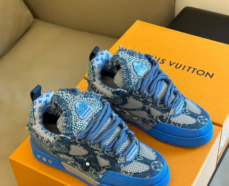 Louis Vuitton Skate Trainer Blue Swarovski Monogram Best Quality