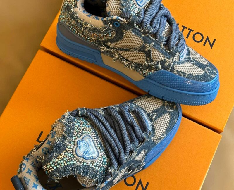 Louis Vuitton Skate Trainer Blue Swarovski Monogram Best Quality