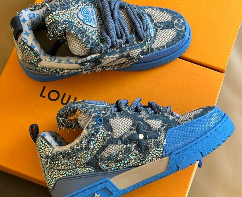 Louis Vuitton Skate Trainer Blue Swarovski Monogram Best Quality