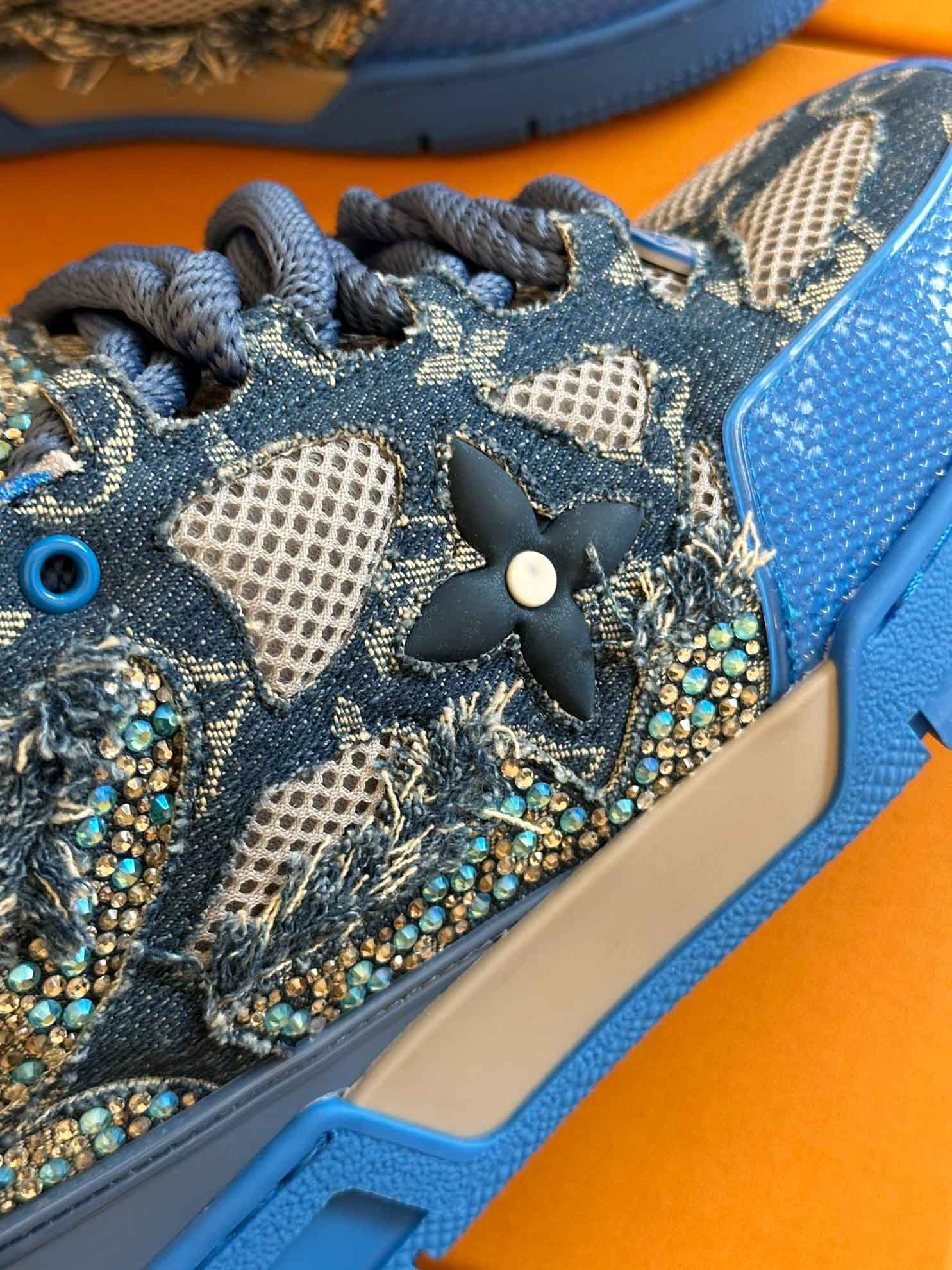 Louis Vuitton Skate Trainer Blue Swarovski Monogram Best Quality