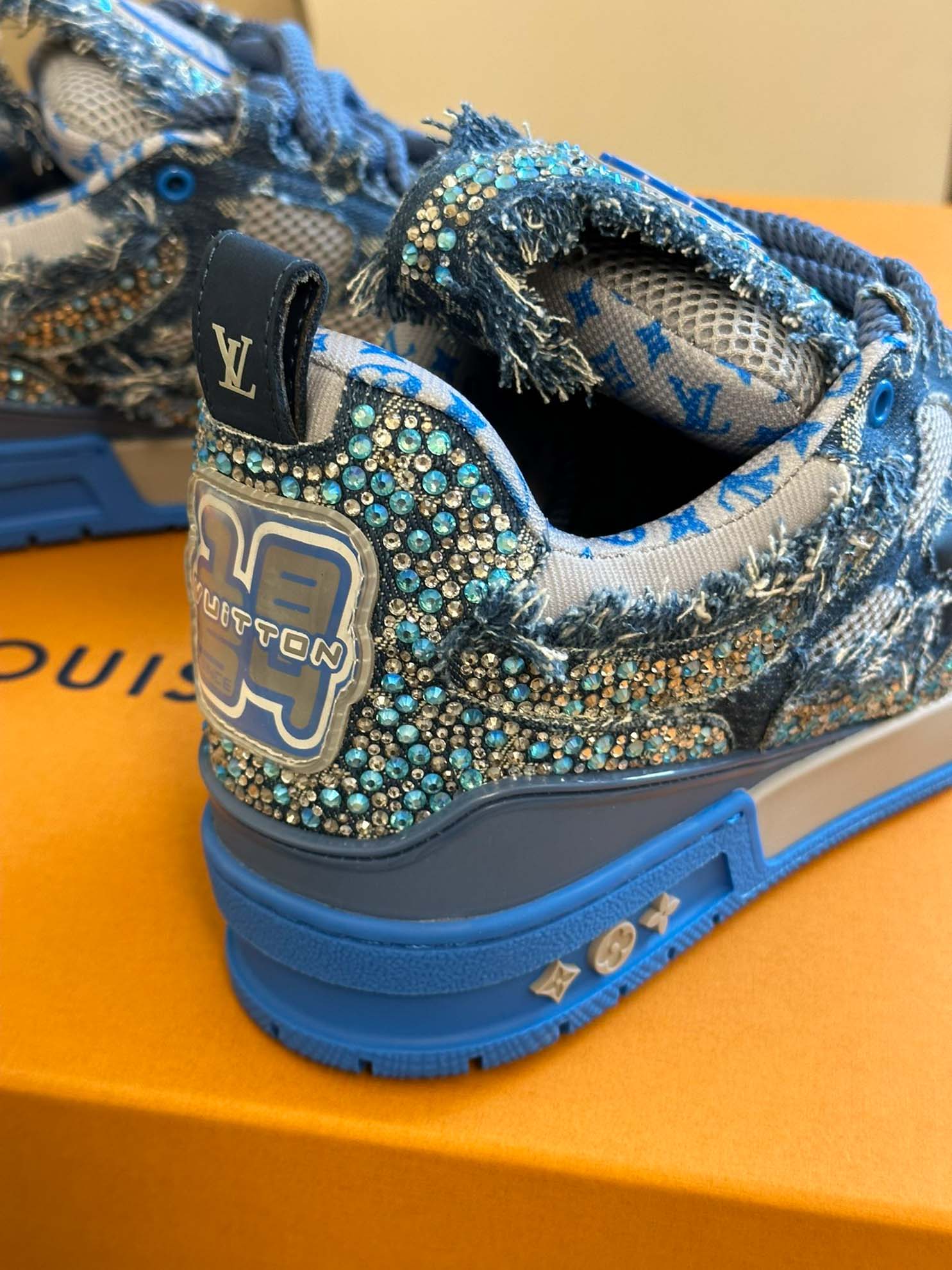 Louis Vuitton Skate Trainer Blue Swarovski Monogram Best Quality