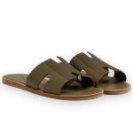 Dép Hermes Izmir Epsom Leather Vert Toundra Like Auth